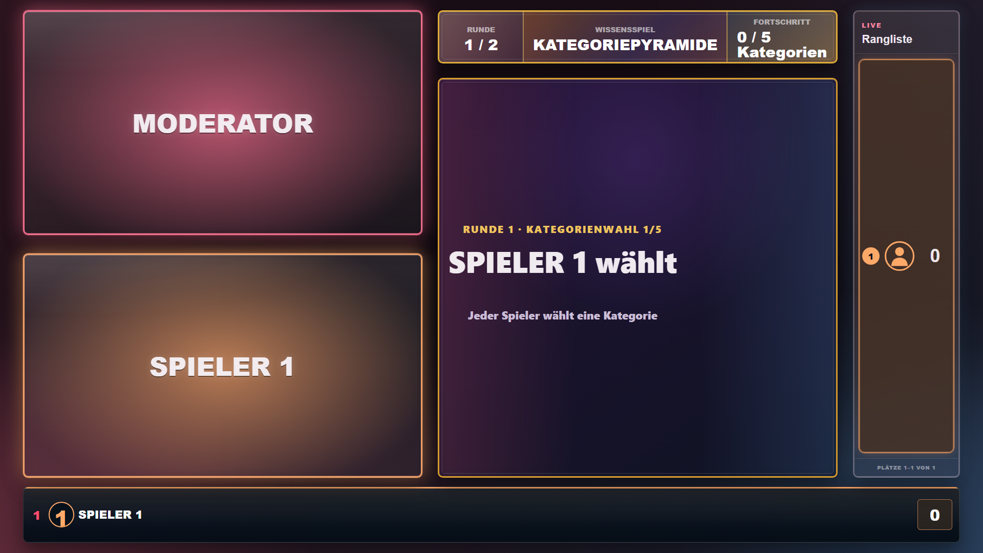 Kategoriepyramide Spielansicht