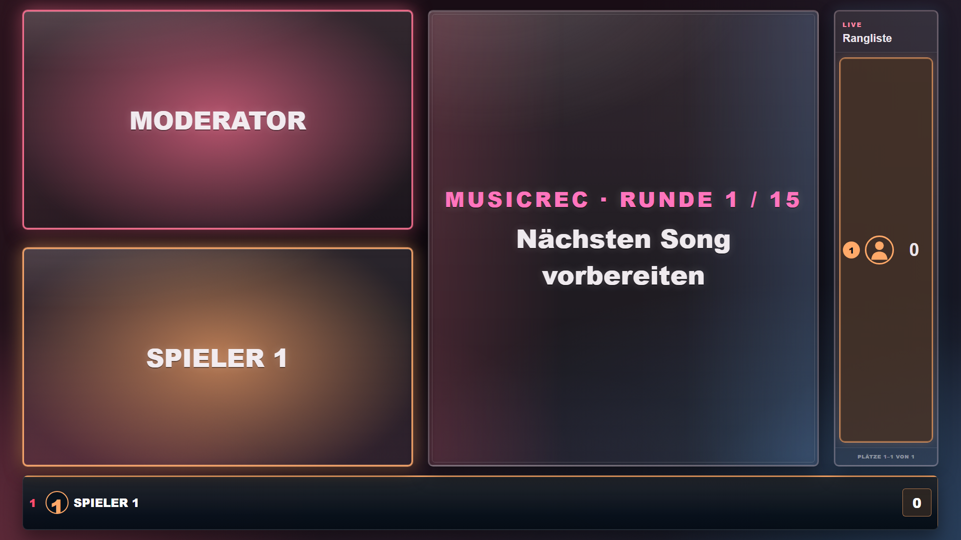 MusicRec Spielansicht